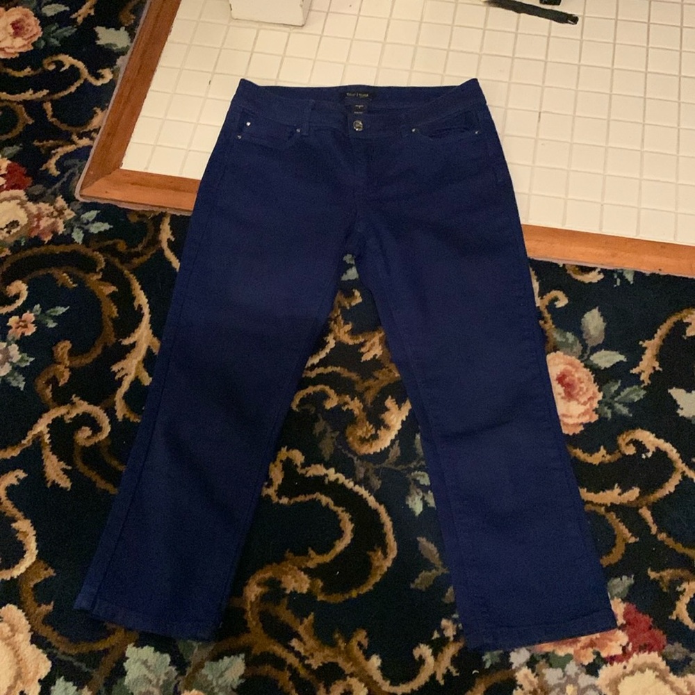 White House Black Market dark royal blue slim crop jeans. Worn a few times.